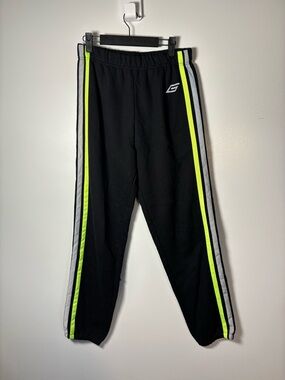 I.AM.GIA Black Joggers with Neon Yellow & Gray Side Stripes
